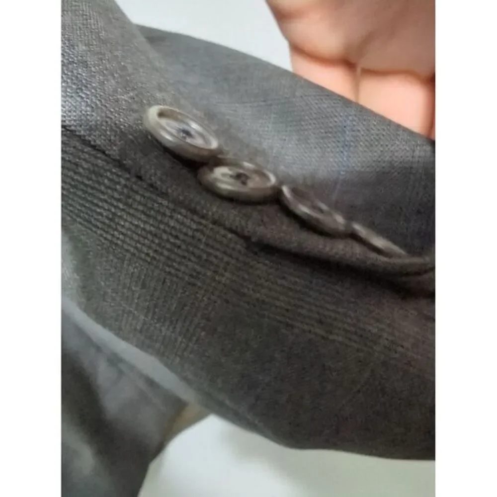Jack Victor Loro Piana Zelander‎ Wool Blazer 46L Charcoal Grey Glen Plaid Jacket